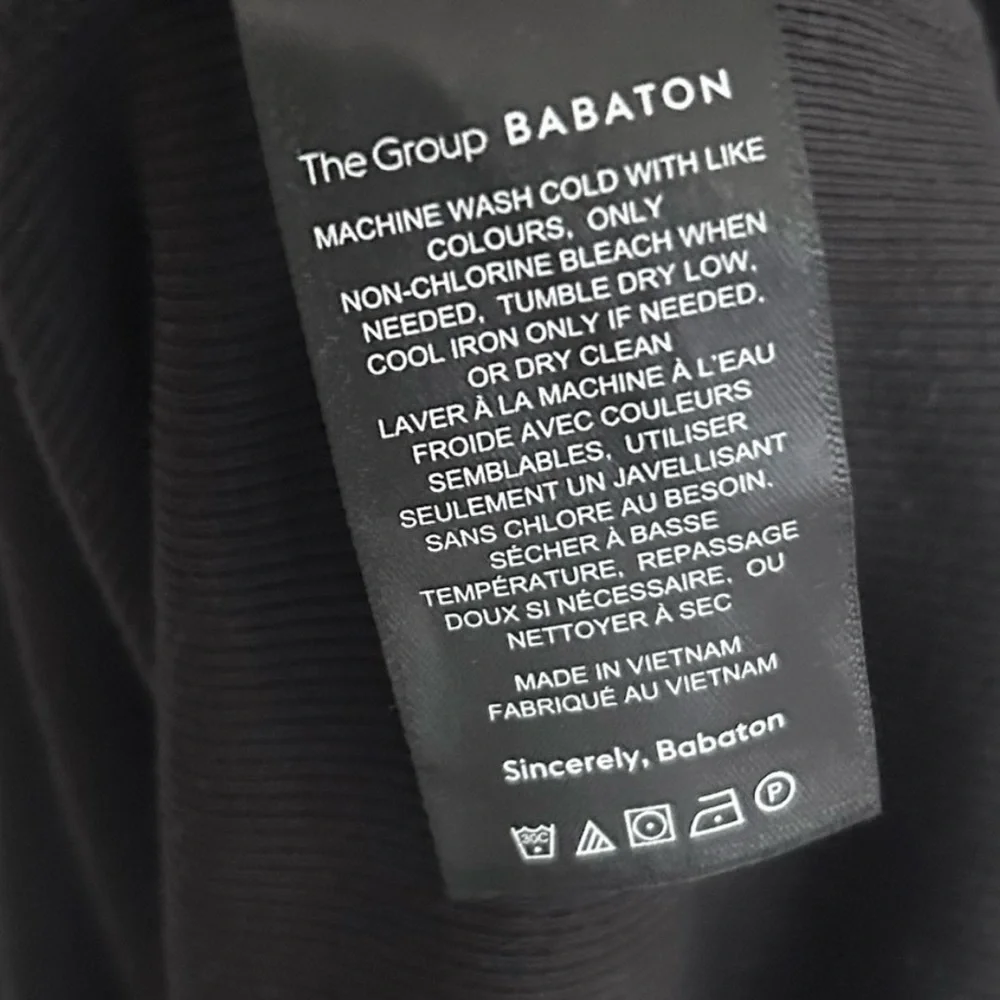 BABATON Black Ribbed Mini Dress Parisian Minimalist Travel Capsule Easy Basic M